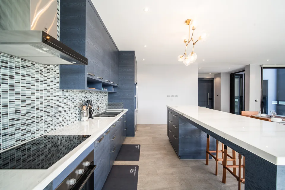 A view along the kitchen