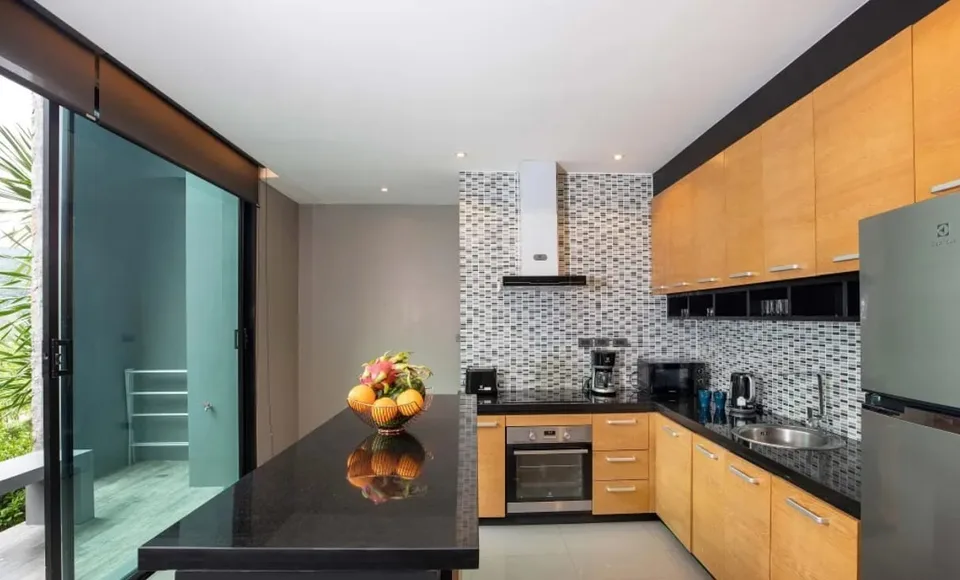 Open kitchen and dining area