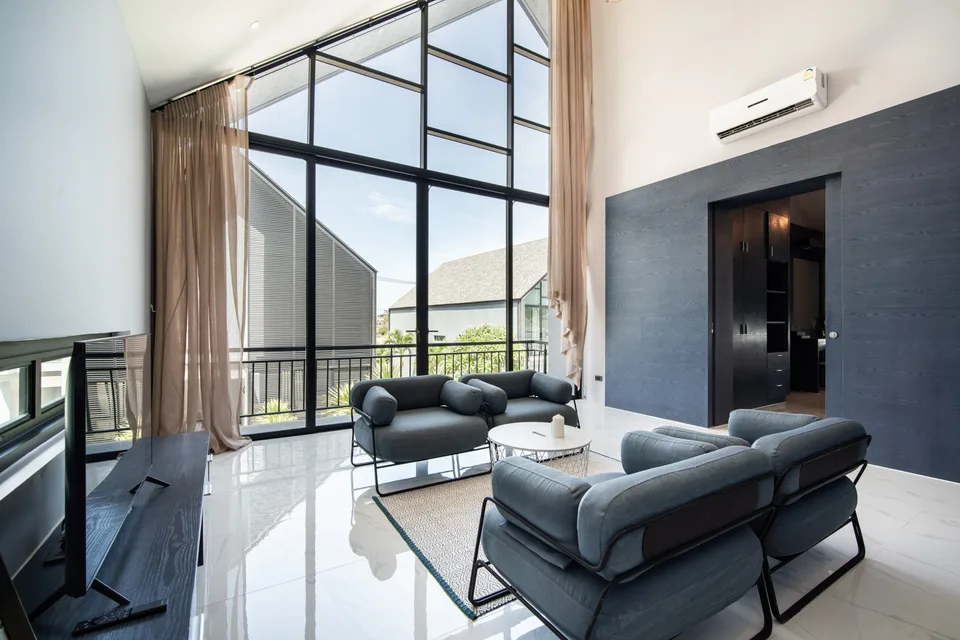The double-height lounge