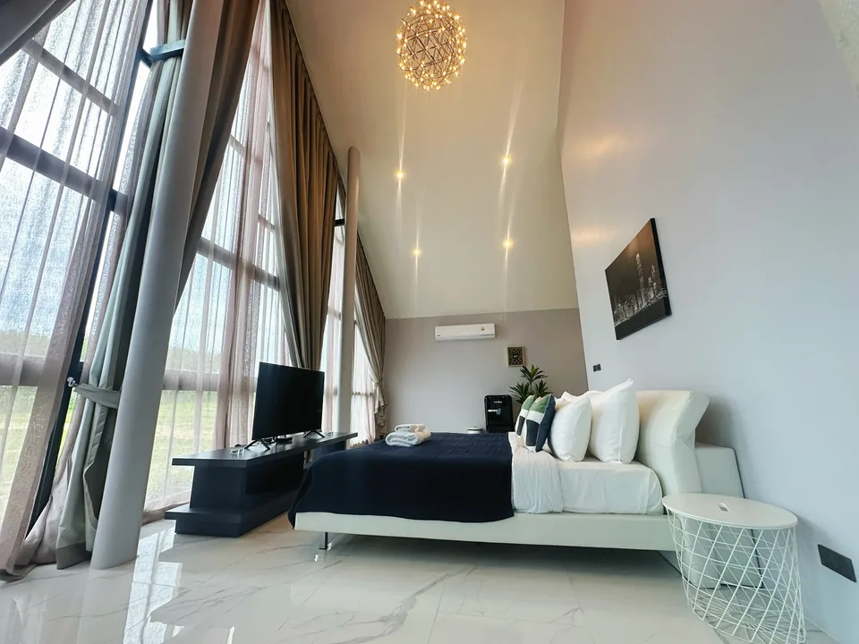 High windows and lounge seating