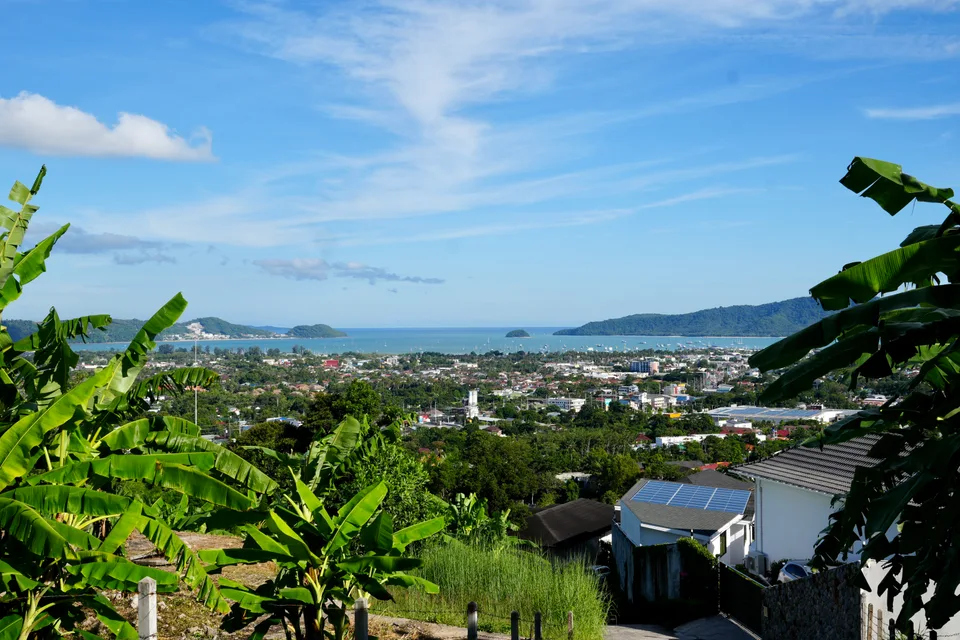 Green hills and the coastline of Chalong