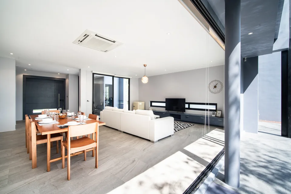 A view across the lounge towards the kitchen