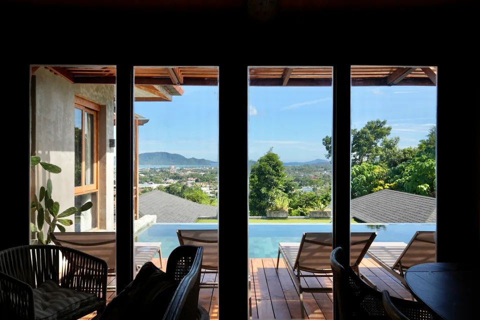 A view through the living space towards the sea
